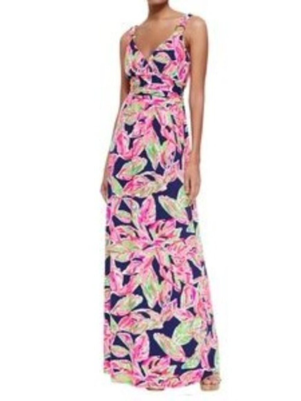 Lilly Pulitzer Villa Maxi Dress Bright Navy In the Vias Print Women’s sz L